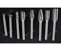 1/4" Shank 8pc Double Cut Carbide Rotary Burr Set With Aluminum Case Neiko USA